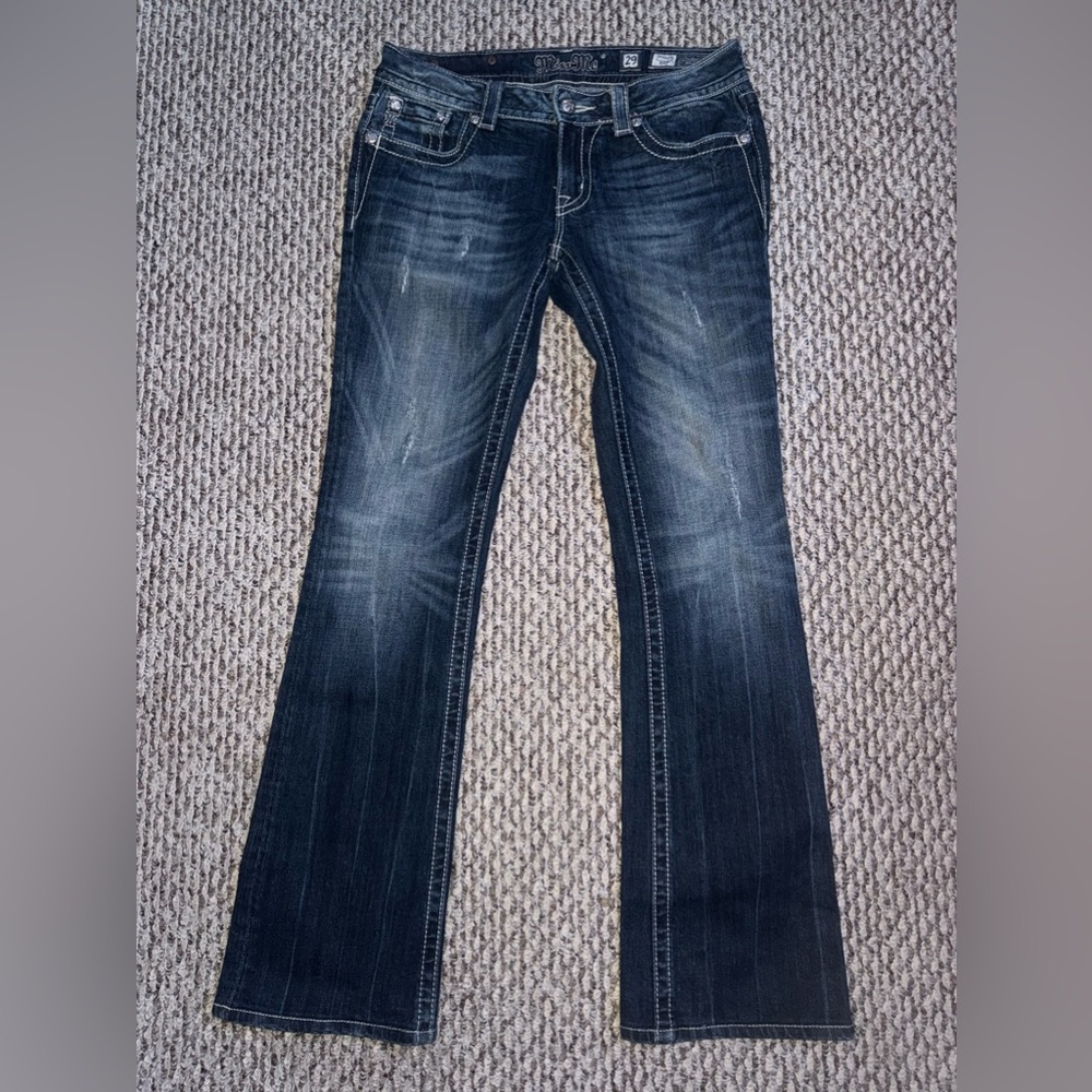 Miss Me navy bootcut jeans with rhinestone details #y2kstyle